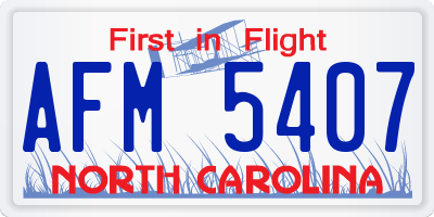 NC license plate AFM5407