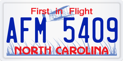 NC license plate AFM5409