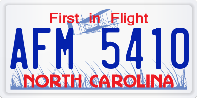 NC license plate AFM5410