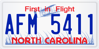 NC license plate AFM5411