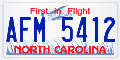 NC license plate AFM5412
