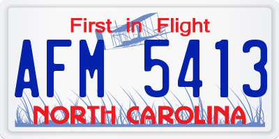 NC license plate AFM5413