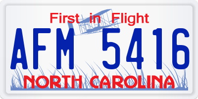 NC license plate AFM5416