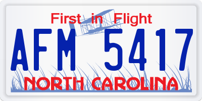 NC license plate AFM5417