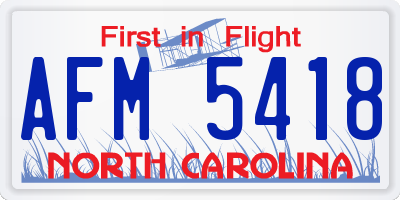 NC license plate AFM5418