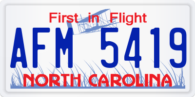NC license plate AFM5419