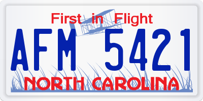 NC license plate AFM5421