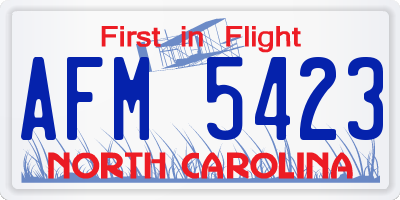 NC license plate AFM5423