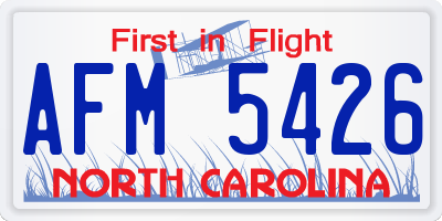 NC license plate AFM5426