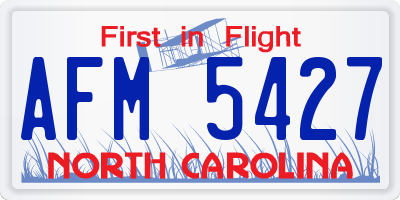 NC license plate AFM5427