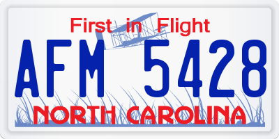 NC license plate AFM5428