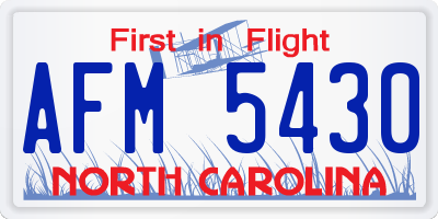 NC license plate AFM5430