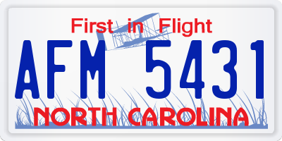 NC license plate AFM5431