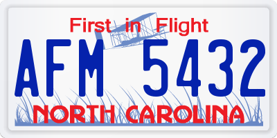 NC license plate AFM5432