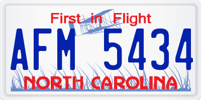 NC license plate AFM5434