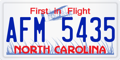 NC license plate AFM5435