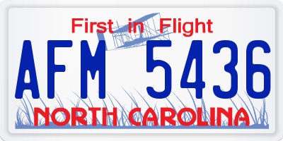 NC license plate AFM5436