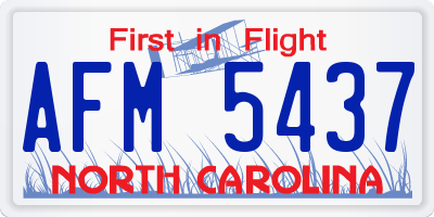 NC license plate AFM5437
