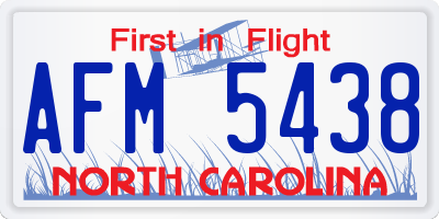 NC license plate AFM5438