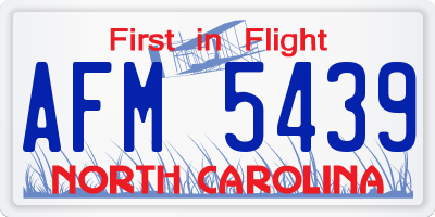 NC license plate AFM5439
