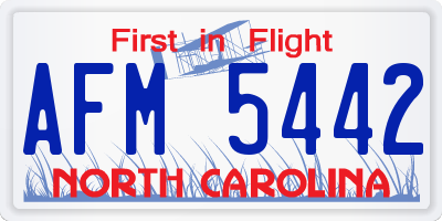 NC license plate AFM5442