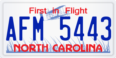 NC license plate AFM5443
