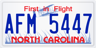 NC license plate AFM5447