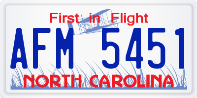 NC license plate AFM5451