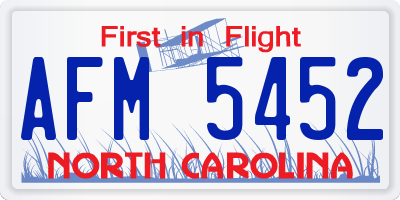 NC license plate AFM5452