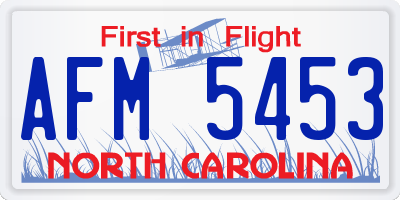 NC license plate AFM5453