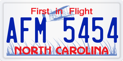 NC license plate AFM5454