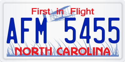 NC license plate AFM5455