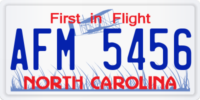 NC license plate AFM5456