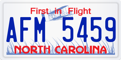 NC license plate AFM5459