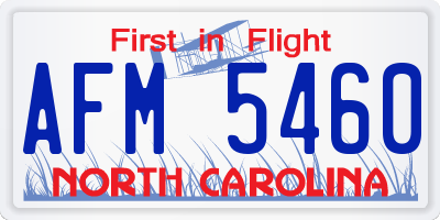 NC license plate AFM5460