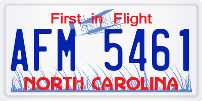 NC license plate AFM5461