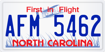 NC license plate AFM5462