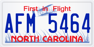 NC license plate AFM5464