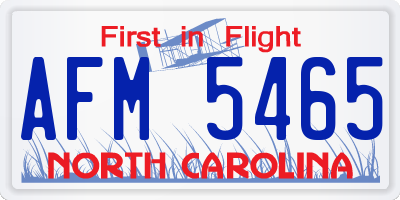 NC license plate AFM5465