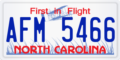NC license plate AFM5466