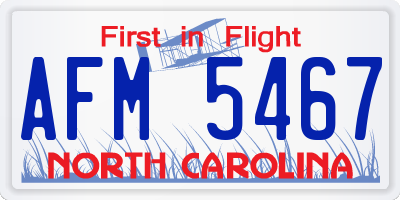 NC license plate AFM5467