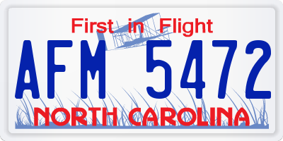 NC license plate AFM5472