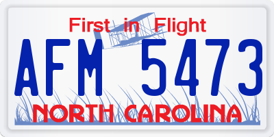 NC license plate AFM5473