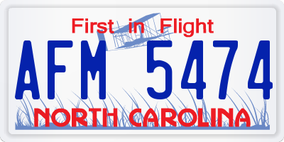 NC license plate AFM5474