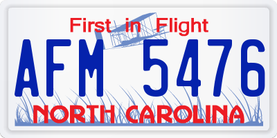 NC license plate AFM5476