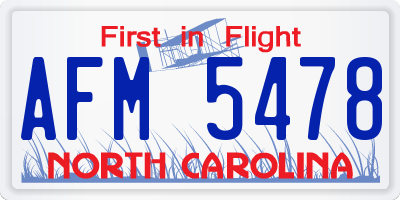NC license plate AFM5478