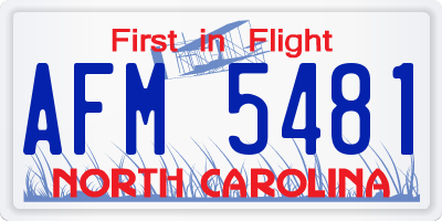 NC license plate AFM5481