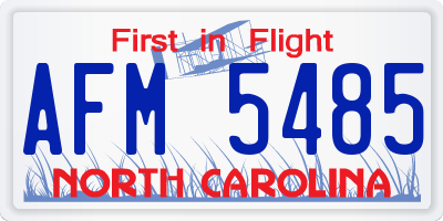 NC license plate AFM5485