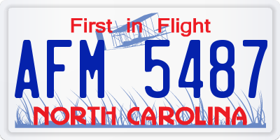 NC license plate AFM5487