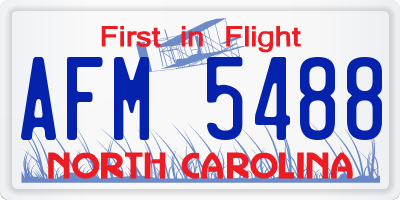 NC license plate AFM5488